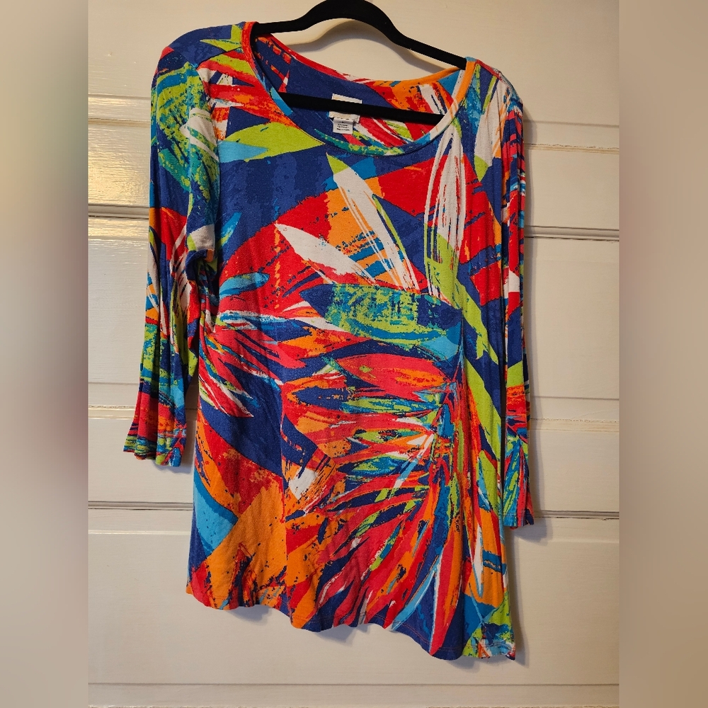 Ruby Rd. Multicolor Abstract Long Sleeve Top